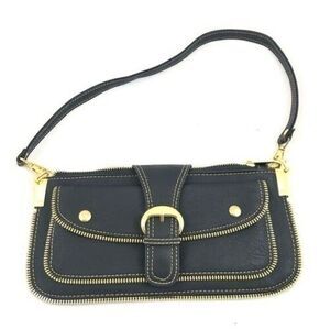 Mellow World Black with Gold Accents Zipper clutch/shoulder bag combo